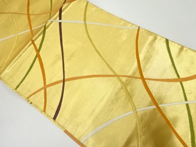 リサイクル　線描き模様織出し名古屋帯（松葉仕立て）